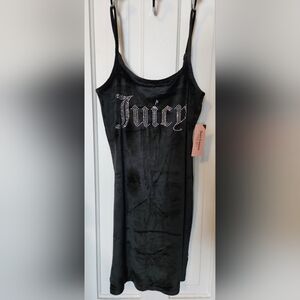 L Juicy Couture OG Bling Velour Lounge Sleepwear Tank Top Dress Black